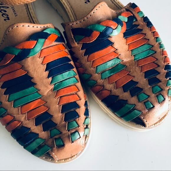 Galcer Mexican Women's 8 Leather Huarache Boho Platform Sandal Tan - Picture 4 of 12